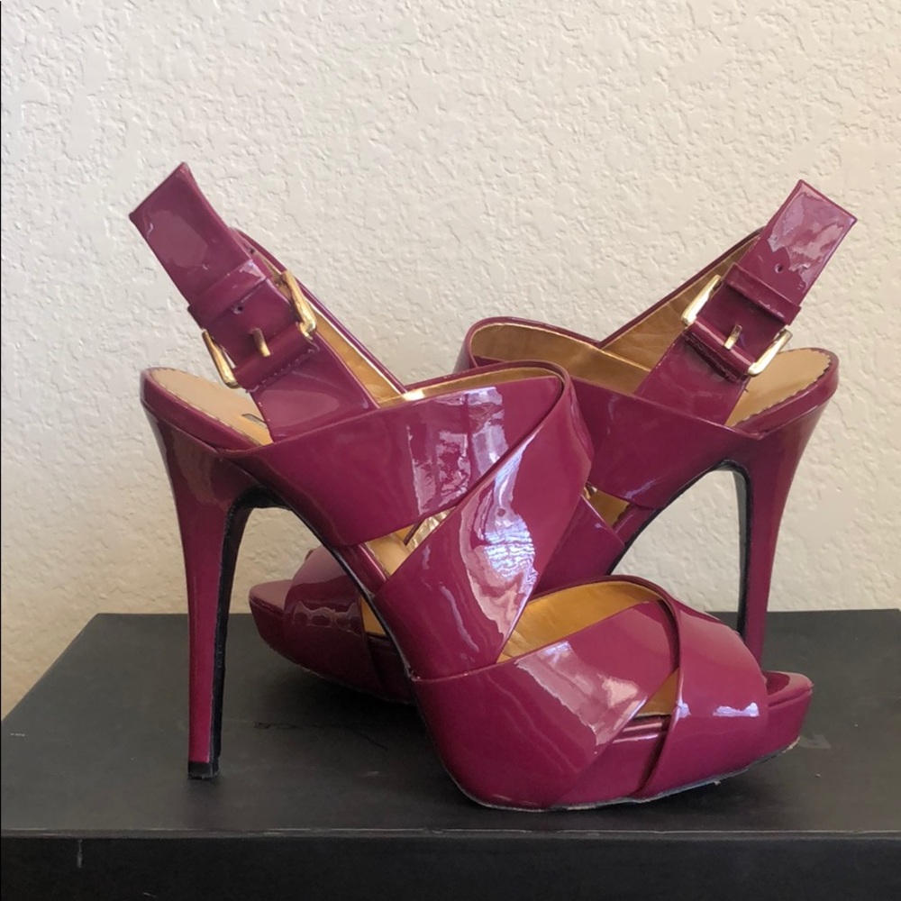 Fuchsia Patent Report Signature Strappy Heels